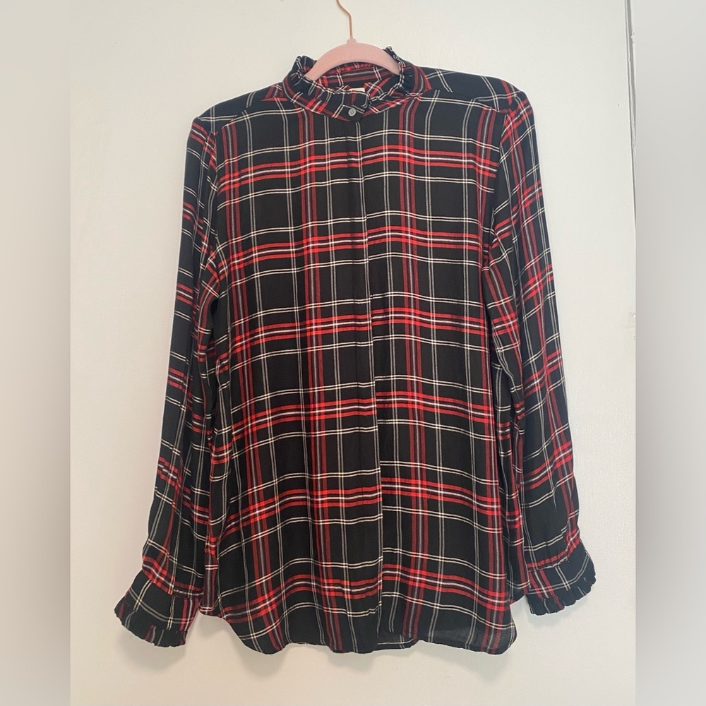 LOFT Black and Red Checkered Shirt